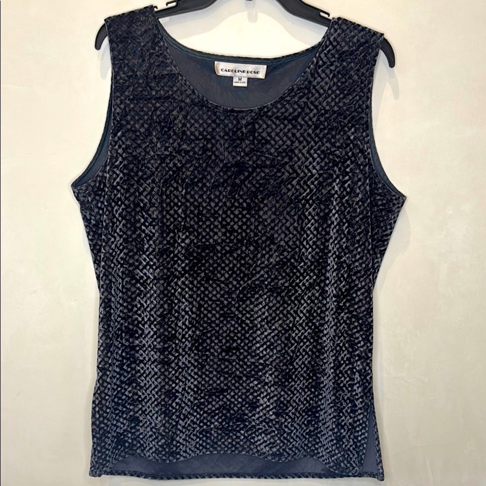 Caroline Rose high end elegant diamond crushed velvet textured top. Size medium.